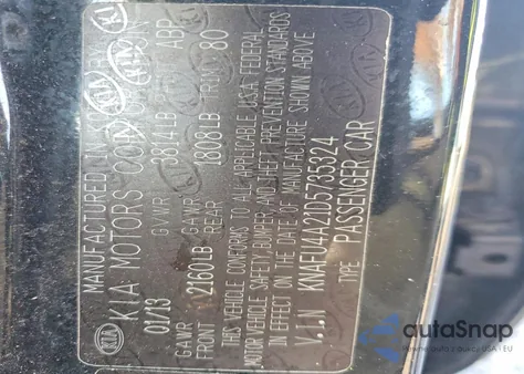 2013 Kia Forte Ex z USA, uszkodzony, nr VIN KNAFU4A21D5735324